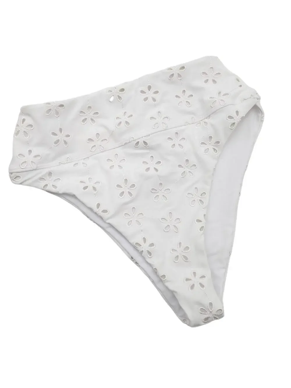 Beach Riot Women's Floral Eyelet Hazel Bikini Bottom High Waist White Size M